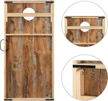Solid Wood Premium Corn Hole Outdoor Game Set, 2 Regulation and Waterproof Cornhole Game Boards