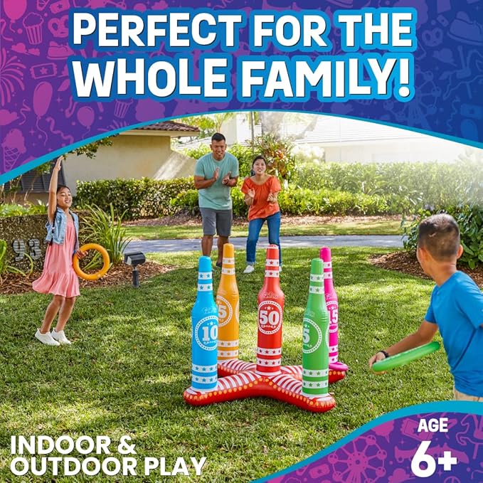 Flybar FunPark Ring Toss Game for Kids and Family, 3 Feet Tall, Includes 5 Colorful Rings