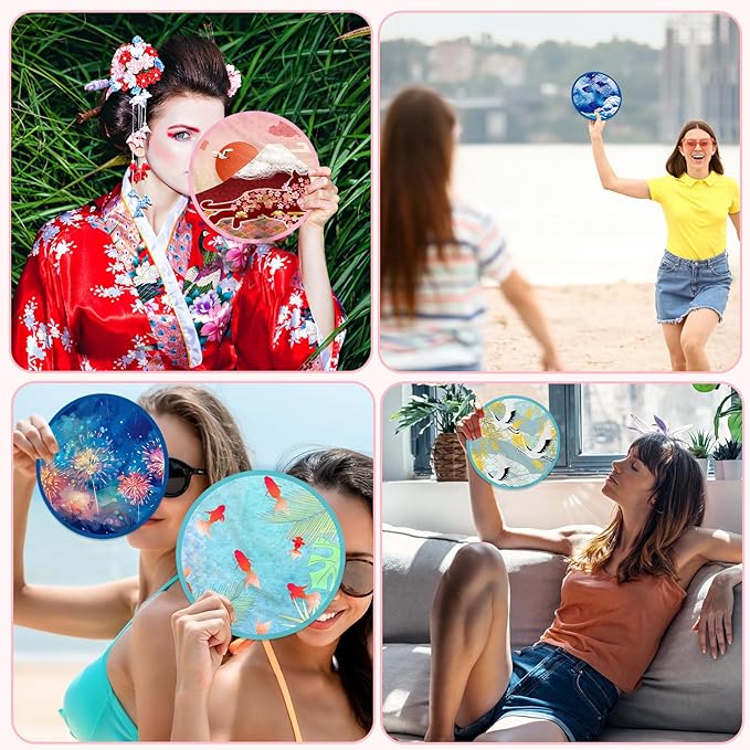 Mototo Foldable Flying Disc Fans, 36PCS Japanese Foldable Disc Fan 8 Inch Pop up Round Collapsible