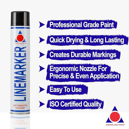 Line Marker, Grass and Road Spray Paint, Athletic Field Striping Paint Spray | Black 26 Fl Oz (Pack