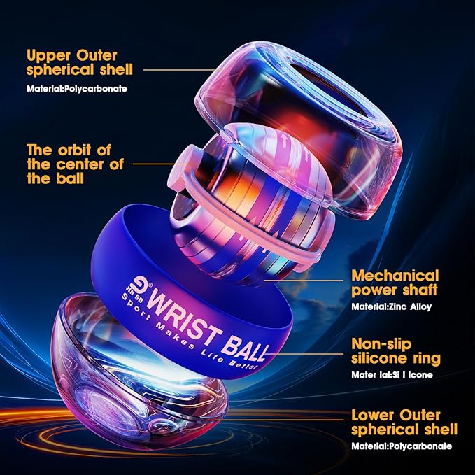 Wrist Trainer Ball Auto-Start Gyroscopic Forearm Exerciser Gyro Ball for Strengthen Arms, Fingers