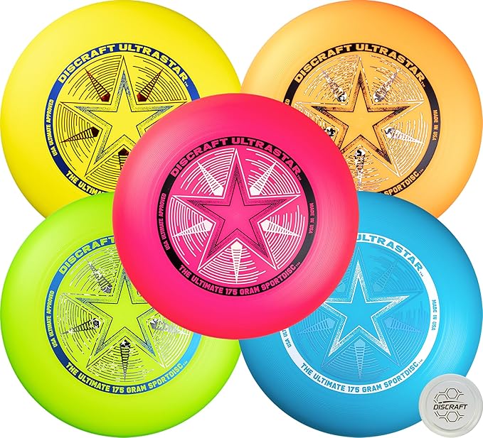 Discraft Ultrastar Neon 5-Pack | Premium Ultimate Discs - Neon Pink, Yellow, Cobalt Blue, Green
