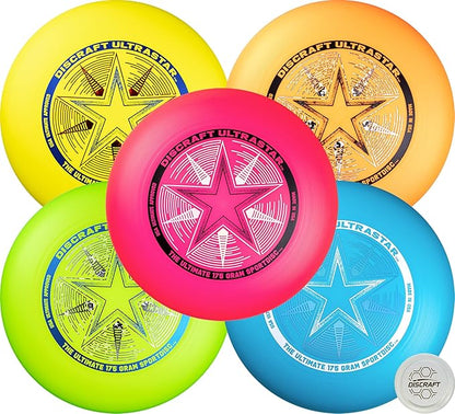 Discraft Ultrastar Neon 5-Pack | Premium Ultimate Discs - Neon Pink, Yellow, Cobalt Blue, Green