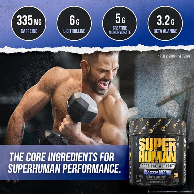 ALPHA LION Core Pre Workout w/Creatine for Performance, Beta Alanine for Muscle, Powder