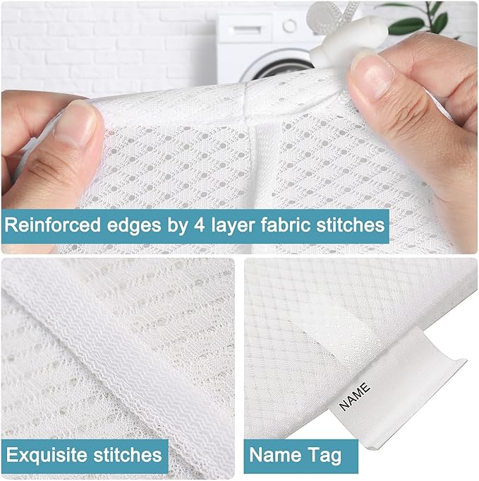 Polecasa Extra Heavy Duty Large Diamond Mesh Laundry Bags with Drawstring Closure & ID Tag, 24 x 36