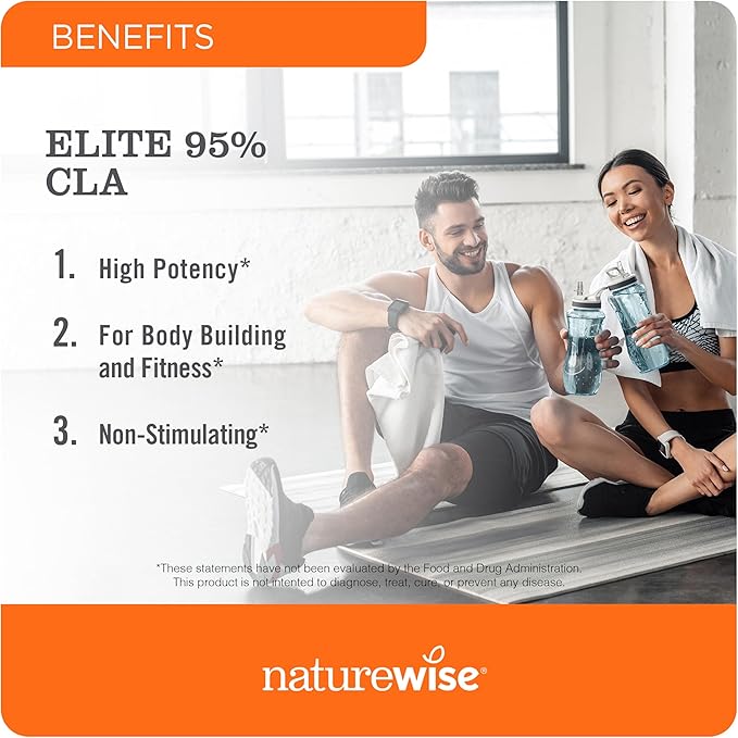 NatureWise CLA 1300 - 95% Active Conjugated Linoleic Acid for Women and Men, Not Stimulating