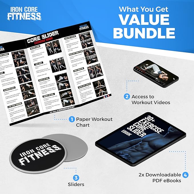 Core Sliders for Working Out, Dual Sided Exercise Gliding Discs for Use on All Surfaces, Ultimate