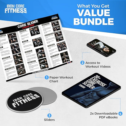 Core Sliders for Working Out, Dual Sided Exercise Gliding Discs for Use on All Surfaces, Ultimate