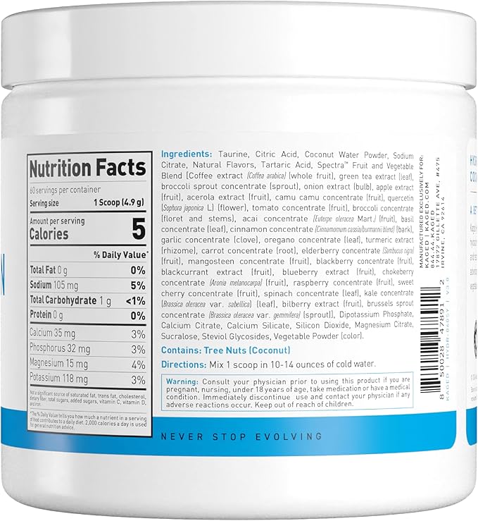 Kaged Hydration Electrolytes Powder | Strawberry Yuzu | Hydra-Charge Sports Drink Mix | Pre, Post