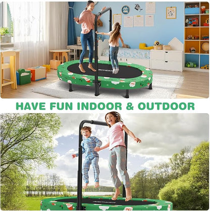 ANCHEER 56" Double Mini Trampoline for Kids, Mini Rebounder with 5-Level Adjustable Handle