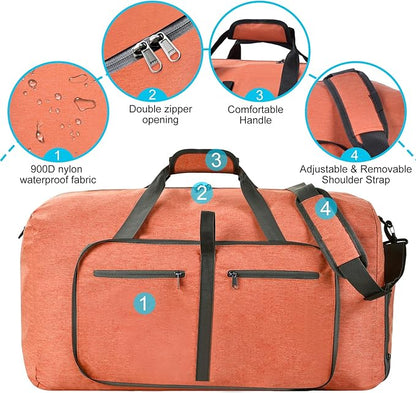 Felipe Varela Duffle Bag with Shoes Compartment and Adjustable Strap,Foldable Travel Duffel Bags