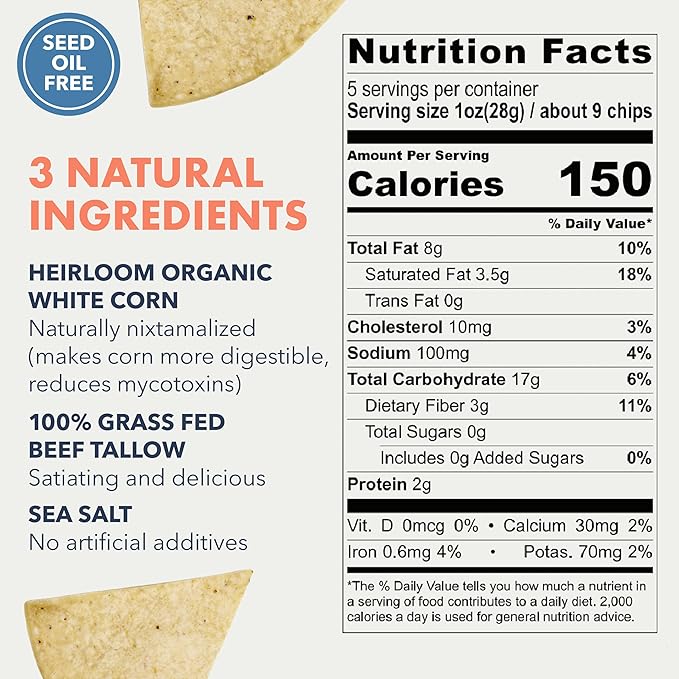 MASA Tortilla Chips Snack Pack - Seed Oil Free Snacks, Organic Chips Tortilla - Gluten & Dairy