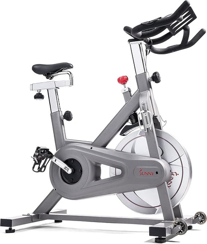 Sunny Health & Fitness Indoor Cycling Exercise Bike w/Pulse Sensors & 4-Way Adjustable Seat