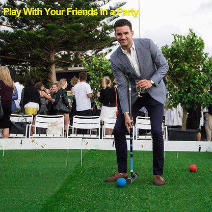 [6 Players] Premium Croquet Set 35'' for Families, Croquet Set with Carrying Bag for Yard Outdoor