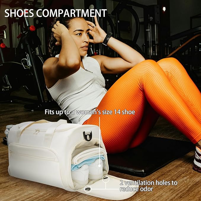Gym Bag for Men Women, Small Fitness Workout Sports Bag with Wet Pocket & Shoes Compartment, Water