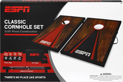 ESPN Cornhole Board Set Includes Bean Bags and Travel Case, Ideal for Kids Games, Family Games, and
