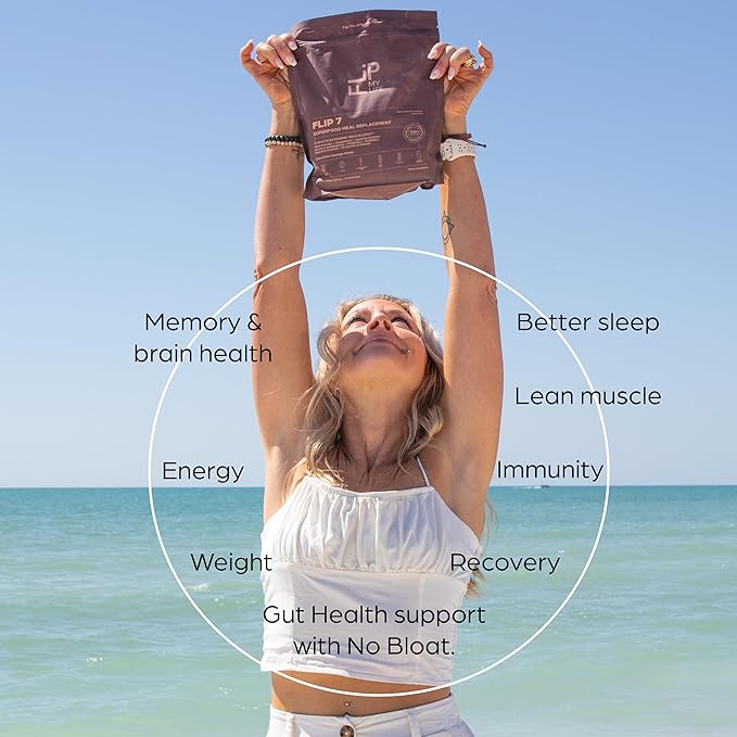 Flip 7 Natural SuperFood, Plant-Based Protein, Complete Meal Replacement to Support Healthy Gut, 7