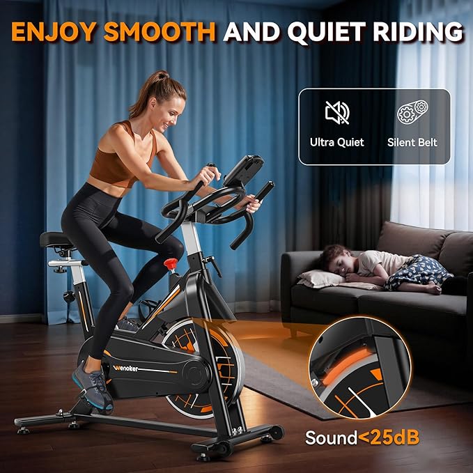 Exercise Bike, Wenoker Stationary Bike for Home, App Supported Indoor Bike with Silent Belt Drive