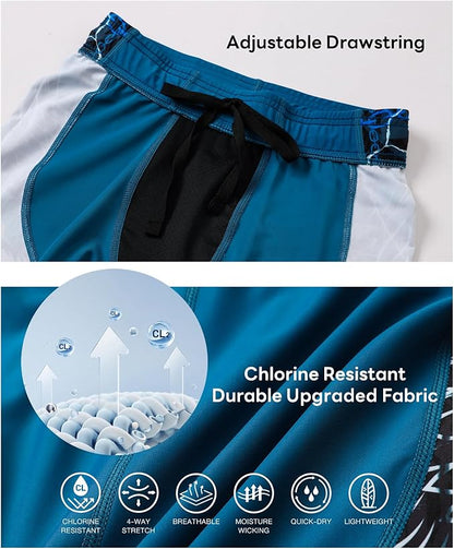 HUGE SPORTS Men's Rash Guard Swim Shorts Compression Swimming Jammer Cool Dry Active Swimsuit