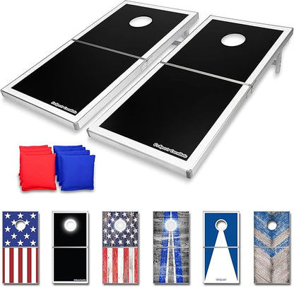 GoSports 4 x 2 ft Aluminum Cornhole Game Sets – Choose LED Lights or Standard - Set Includes 2