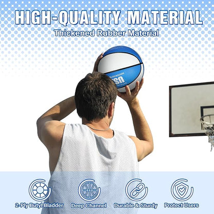 Lenwen 12 Pieces Rubber Basketball Bulk Official Size Basketball with Pump for Game Practice