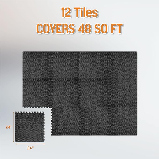 GWT Puzzle Exercise Mat, EVA Foam Interlocking Floor Tiles for Home Gym, Workout Equipment
