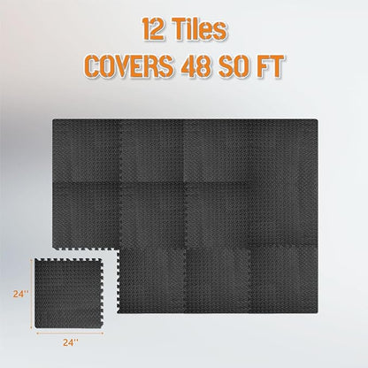 GWT Puzzle Exercise Mat, EVA Foam Interlocking Floor Tiles for Home Gym, Workout Equipment