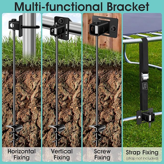 26" Ground Anchors Screw-in Payivsve, Multi-Purpose Trampoline Stakes Heavy Duty, 3" Wider Spiral