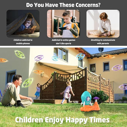 Outdoor Toys for Kids Ages 3-8: Flying Disc Rocket Launcher Toy Butterfly Chasing Games, Outside