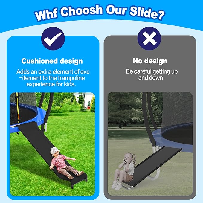 Trampoline Ladder Slide Kit, Trampoline Universal 3 Steps Ladder & Buffer Slide, Universal