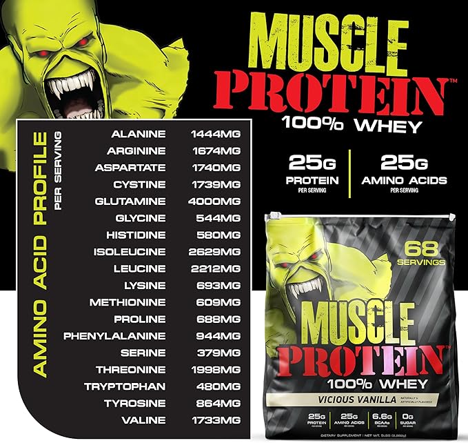 Muscle Whey Protein Flavored Protein Powder, 25,000mg Amino Acids/Serving, Cold Filtered(Packaging