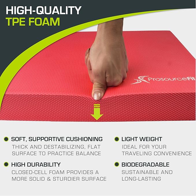 ProsourceFit Exercise Balance Pad – Non-Slip Cushioned Foam Mat & Knee Pad for Fitness and