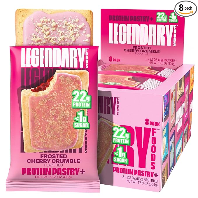 Legendary Foods 22g Protein Pastry+ Cherry, Low Carb Meal Replacement Bar - Low Glycemic, Gluten