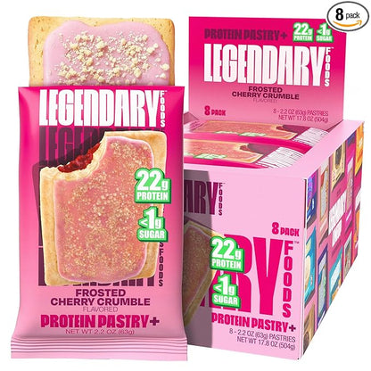 Legendary Foods 22g Protein Pastry+ Cherry, Low Carb Meal Replacement Bar - Low Glycemic, Gluten