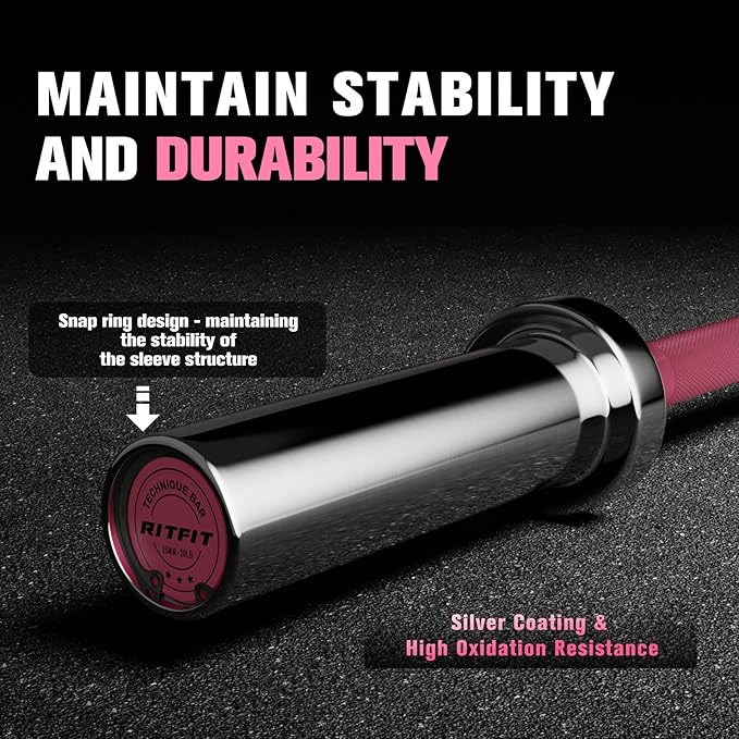 RITFIT Olympic Barbell 4ft/4.8ft/6ft - 2 Inch Weight Bar for Strength Training, Weightlifting