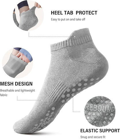 DIBAOLONG Pilates Socks with Grips for Women Yoga Socks Non Slip Barre Hospital Socks 6-Pairs
