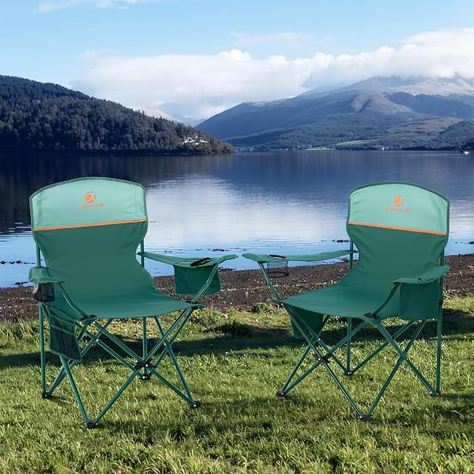 HIGH POINT SPORTS 2 Pack Portable Camping Chair for Adults, Folding Outdoor Camp Chair Lightweight