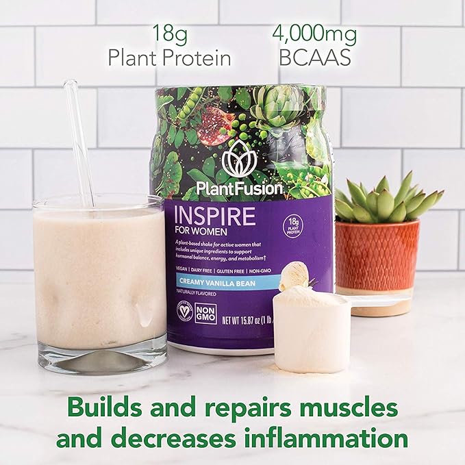 PlantFusion Inspire Plant Protein Powder for Women - Low Carb Protein Powder for Lean Muscle