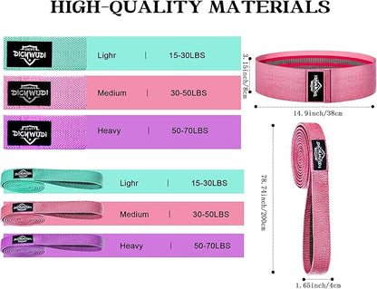 Fabric Resistance Bands for Working Out, 6Pack Non-Slip Exercise Bands for Women and Men, Fabric
