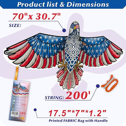 ORGCLDKT- 3D Lifelike Style Bird/Eagle Kite, Super Easy to Fly with, Ideal for Kids, Adults, Girls