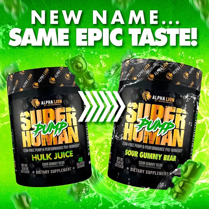 ALPHA LION Superhuman Pump Pre Workout Powder, Nootropic Caffeine & Stim Free Preworkout