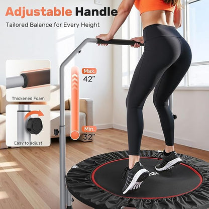 BCAN 40/48" Foldable Mini Trampoline Max Load 330lbs/440lbs, Fitness Rebounder with Adjustable Foam