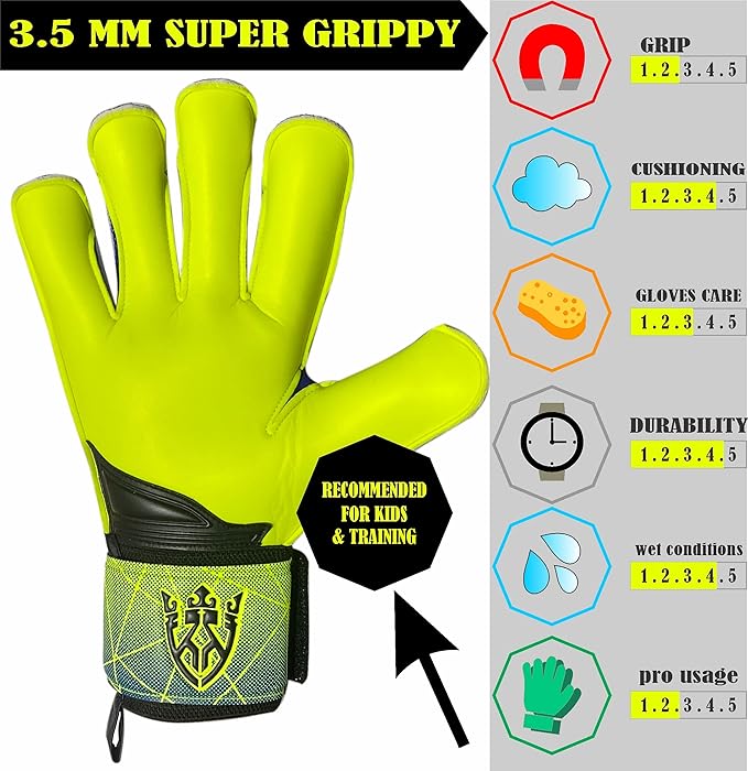 Soccer Goalie Goalkeeper Gloves for Kids Boys Youth & Adult,Latex Strong Grip Palms with Removable