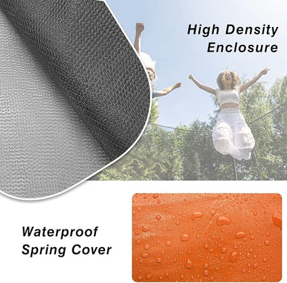 AOTOB 8FT 10FT 12FT 14 FT 15FT Trampoline with Safety Enclosure Net，Outdoor Trampoline with