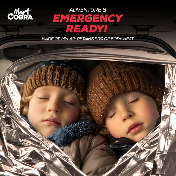 Mart Cobra Emergency Blanket 100-Pack | Reflective Thermal Blanket | Survival Gear | Lightweight