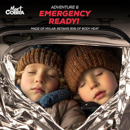 Mart Cobra Emergency Blanket 25-Pack Space Mylar Blankets Survival Gear and Supplies Reusable