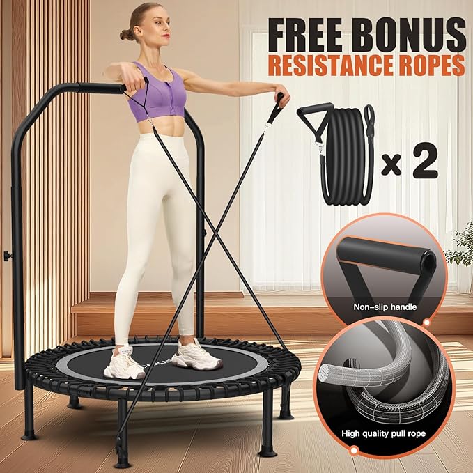 Bungee Rebounder Trampoline,ANCHEER 40" Foldable Fitness Trampoline with 4-Level Adjustable
