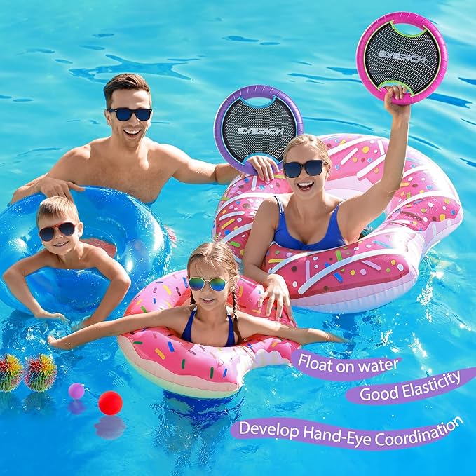 EVERICH TOY Trampoline Paddle Ball Set with 2 Bouncy Paddles & 4 Balls - Soft Foam Design for Kids
