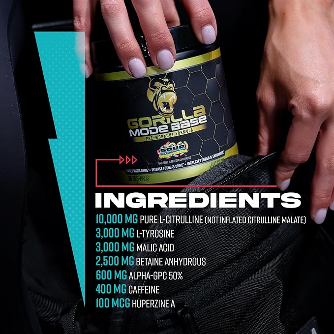 Gorilla Mind Base Pre Workout - Raises Nitric Oxide Intense Focus & Drive Endurance Power