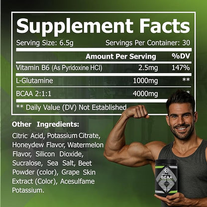 Fossil Fuel BCAA Sugar-Free Post-Workout Powder with BCAA?™s, Glutamine, Vitamin B6 After Workout